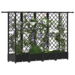 vidaXL Vyvýšený záhon s mriežkou a strechou Čierna 202,5 x 40 x 121 cm – Obrázok 3