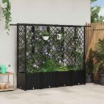 vidaXL Vyvýšený záhon s mriežkou a strechou Čierna 202 x 40 x 136 cm