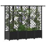 vidaXL Vyvýšený záhon s mriežkou a strechou Čierna 202 x 40 x 136 cm – Obrázok 3
