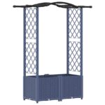 vidaXL Vyvýšený záhon s mriežkou a strechou Sivá 125 x 40 x 138 cm PP – Obrázok 2
