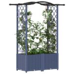 vidaXL Vyvýšený záhon s mriežkou a strechou Sivá 125 x 40 x 138 cm PP – Obrázok 3