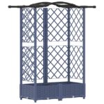 vidaXL Vyvýšený záhon s mriežkou a strechou Biely 124 x 40 x 123 cm PP – Obrázok 2
