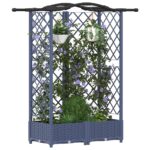 vidaXL Vyvýšený záhon s mriežkou a strechou Biely 124 x 40 x 123 cm PP – Obrázok 3