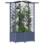 vidaXL Vyvýšený záhon s mriežkou a strechou Biely 122 x 40 x 138 cm PP – Obrázok 3