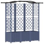vidaXL Vyvýšený záhon s mriežkou a strechou Biely 163 x 40 x 138 cm PP – Obrázok 2
