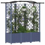 vidaXL Vyvýšený záhon s mriežkou a strechou Biely 163 x 40 x 138 cm PP – Obrázok 3