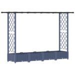 vidaXL Vyvýšený záhon s mriežkou a strechou Sivá 203 x 40 x 121 cm PP – Obrázok 2