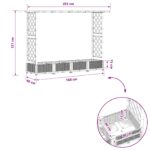 vidaXL Vyvýšený záhon s mriežkou a strechou Sivá 203 x 40 x 121 cm PP – Obrázok 8