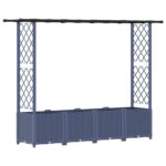 vidaXL Vyvýšený záhon s mriežkou a strechou Sivá 203 x 40 x 136 cm PP – Obrázok 2