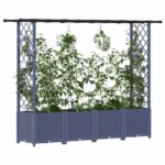 vidaXL Vyvýšený záhon s mriežkou a strechou Sivá 203 x 40 x 136 cm PP – Obrázok 3