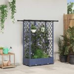 vidaXL Vyvýšený záhon s mriežkou a strechou Sivá 124 x 40 x 121 cm PP
