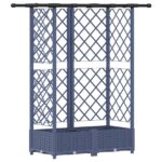 vidaXL Vyvýšený záhon s mriežkou a strechou Sivá 124 x 40 x 121 cm PP – Obrázok 2