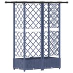 vidaXL Vyvýšený záhon s mriežkou a strechou Sivá 124 x 40 x 121 cm PP – Obrázok 5