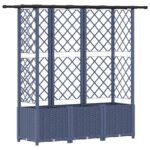 vidaXL Vyvýšený záhon s mriežkou a strechou Sivá 163,5 x 40 x 136 cm – Obrázok 2