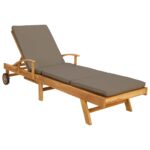 vidaXL Ležadlo s vankúšom 100% polyester a masívny teak – Obrázok 2