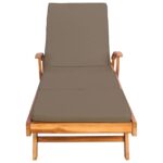 vidaXL Ležadlo s vankúšom 100% polyester a masívny teak – Obrázok 4
