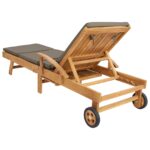 vidaXL Ležadlo s vankúšom 100% polyester a masívny teak – Obrázok 6