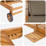 vidaXL Ležadlo s vankúšom 100% polyester a masívny teak – Obrázok 7