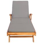 vidaXL Ležadlo s vankúšom 100% polyester a masívny teak – Obrázok 4