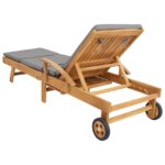 vidaXL Ležadlo s vankúšom 100% polyester a masívny teak – Obrázok 6