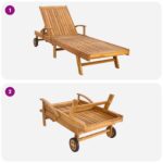 vidaXL Ležadlo s vankúšom 100% polyester a masívny teak – Obrázok 8