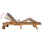 vidaXL Ležadlo s vankúšom 100% polyester a masívny teak – Obrázok 9