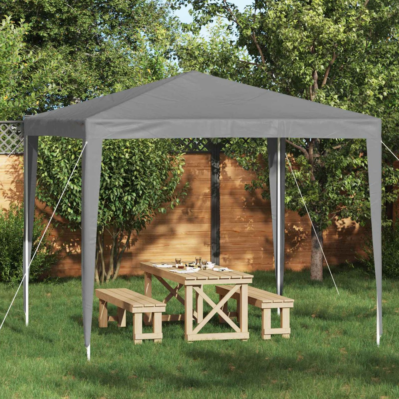 42032987_1.jpg vidaXL Párty stan 250 x 250 x 240 cm Svetlosivá PE a oceľ – Obrázok 1