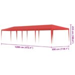 vidaXL Párty stan Červená 1200 x 300 x 255 cm PE a oceľ – Obrázok 7