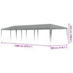 vidaXL Párty stan Svetlosivá 1200 x 300 x 255 cm PE a oceľ – Obrázok 7