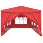 vidaXL Párty stan 900 x 300 x 255 cm Červená PE a oceľ – Obrázok 2