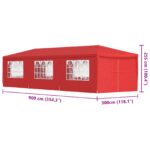 vidaXL Párty stan 900 x 300 x 255 cm Červená PE a oceľ – Obrázok 9