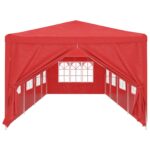 vidaXL Párty stan 1200 x 300 x 255 cm Červená PE a oceľ – Obrázok 2