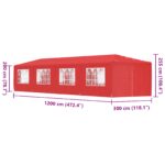 vidaXL Párty stan 1200 x 300 x 255 cm Červená PE a oceľ – Obrázok 9