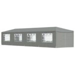 vidaXL Párty stan 1200 x 300 x 255 cm Svetlosivá PE a oceľ