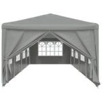vidaXL Párty stan 1200 x 300 x 255 cm Svetlosivá PE a oceľ – Obrázok 2