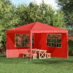 vidaXL Bočná stena párty stanu 2 pcs 300 x 195 cm Červená PE a oceľ