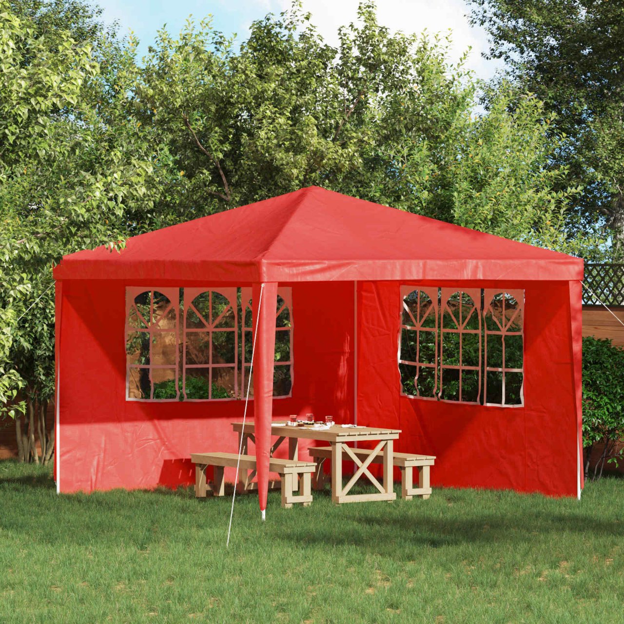 42033004_1.jpg vidaXL Bočná stena párty stanu 2 pcs 300 x 195 cm Červená PE a oceľ – Obrázok 1