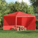 vidaXL Bočná stena párty stanu 2 pcs Červená 300 x 195 cm PE a oceľ