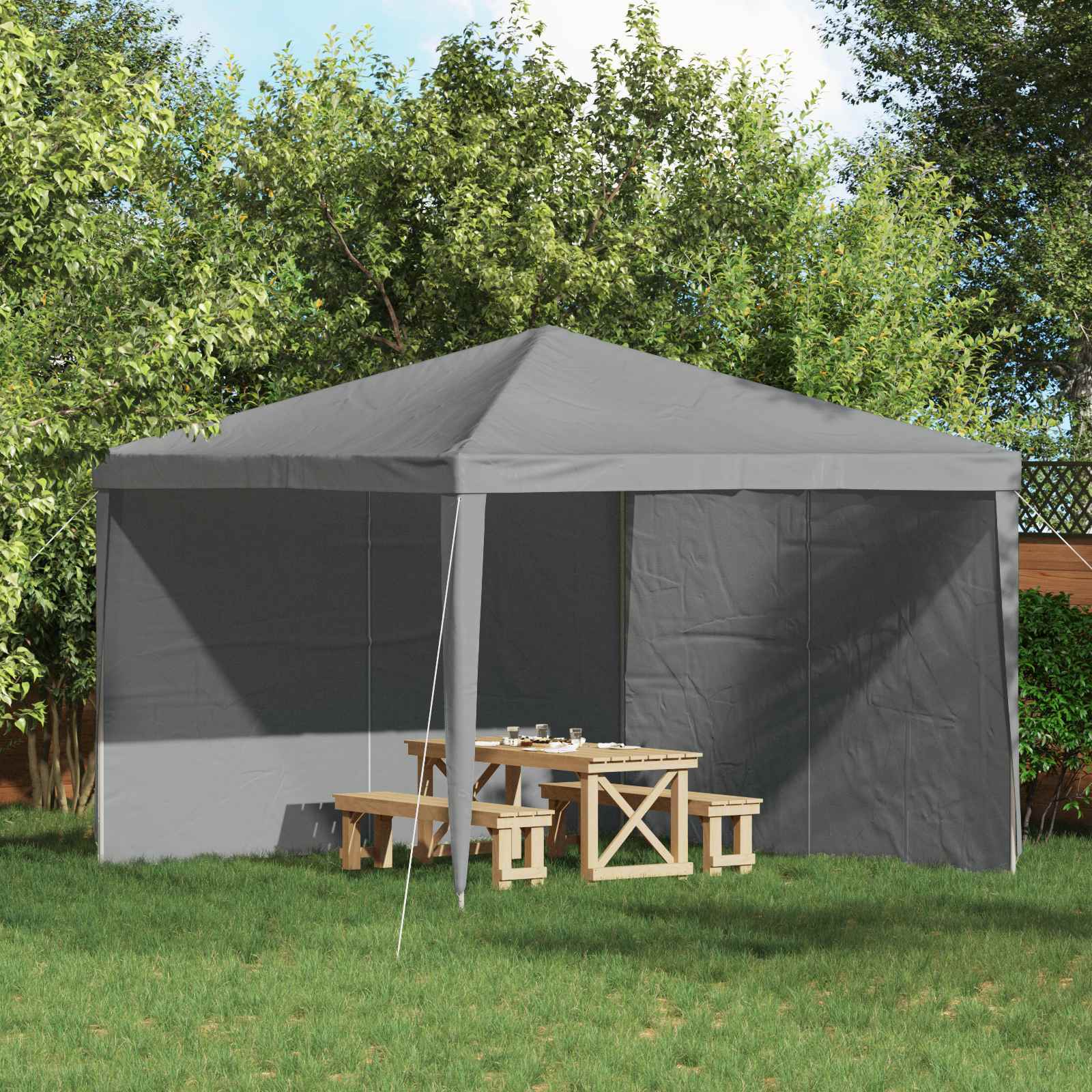 42033007_1.jpg vidaXL Bočná stena párty stanu 2 pcs Svetlosivá 400 x 195 cm PE a oceľ – Obrázok 1