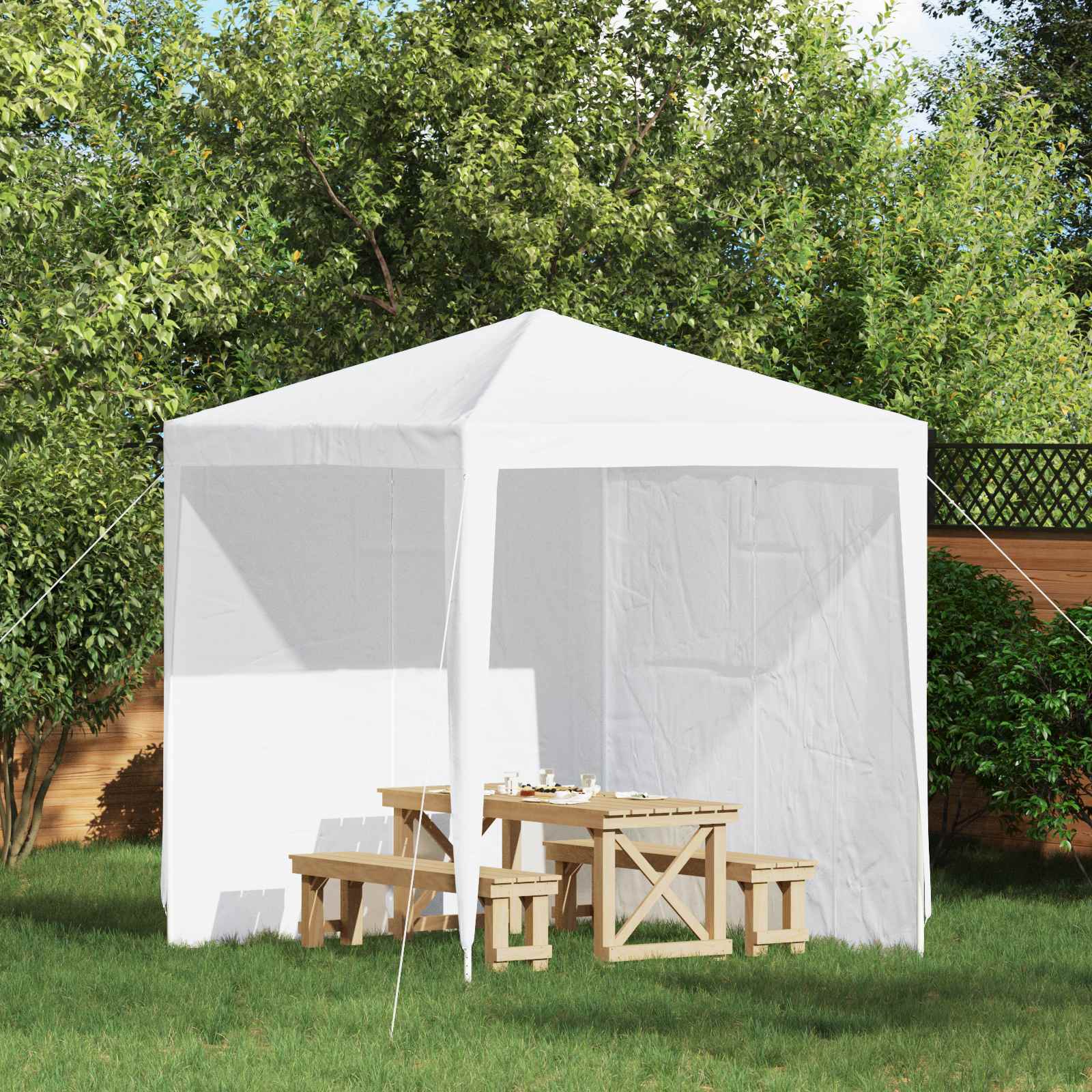 42033009_1.jpg vidaXL Bočná stena párty stanu 2 pcs Biela 200 x 195 cm PE a oceľ – Obrázok 1