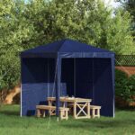 vidaXL Bočná stena párty stanu 2 pcs Modrá 200 x 195 cm PE a oceľ