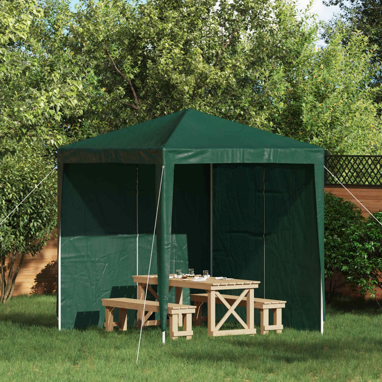 42033015_1.jpg vidaXL Bočná stena párty stanu 2 pcs Zelená 200 x 195 cm PE a oceľ – Obrázok 1