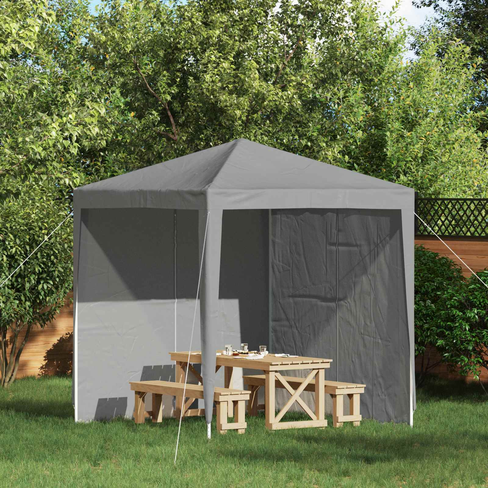 42033019_1.jpg vidaXL Bočná stena párty stanu 2 pcs Svetlosivá 200 x 195 cm PE a oceľ – Obrázok 1