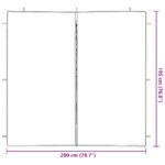 vidaXL Bočná stena párty stanu 2 pcs Svetlosivá 200 x 195 cm PE a oceľ – Obrázok 6