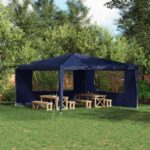 vidaXL Bočná stena párty stanu 2 pcs 400 x 195 cm Modrá PE a oceľ