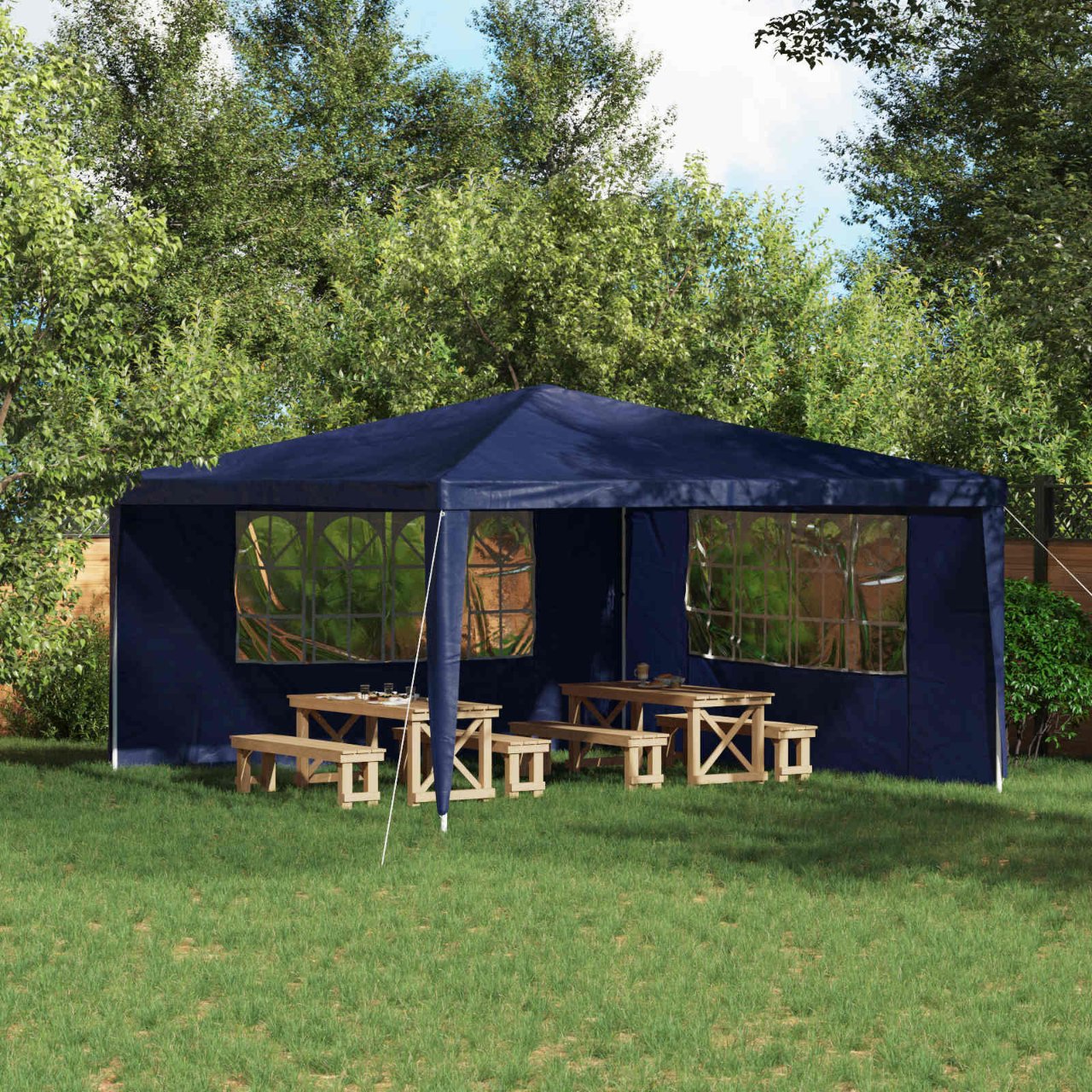 42033022_1.jpg vidaXL Bočná stena párty stanu 2 pcs 400 x 195 cm Modrá PE a oceľ – Obrázok 1