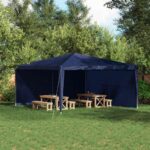 vidaXL Bočná stena párty stanu 2 pcs Modrá 400 x 195 cm PE a oceľ