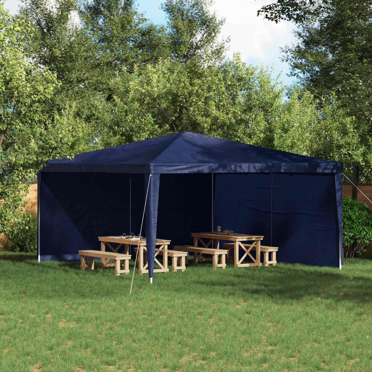 42033023_1.jpg vidaXL Bočná stena párty stanu 2 pcs Modrá 400 x 195 cm PE a oceľ – Obrázok 1