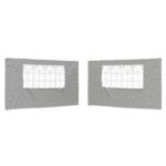 vidaXL Bočná stena párty stanu 2 pcs 400 x 195 cm Svetlosivá PE a oceľ – Obrázok 2