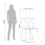 vidaXL Mačací strom so škrabacími stĺpmi Krémová 146 cm – Obrázok 9